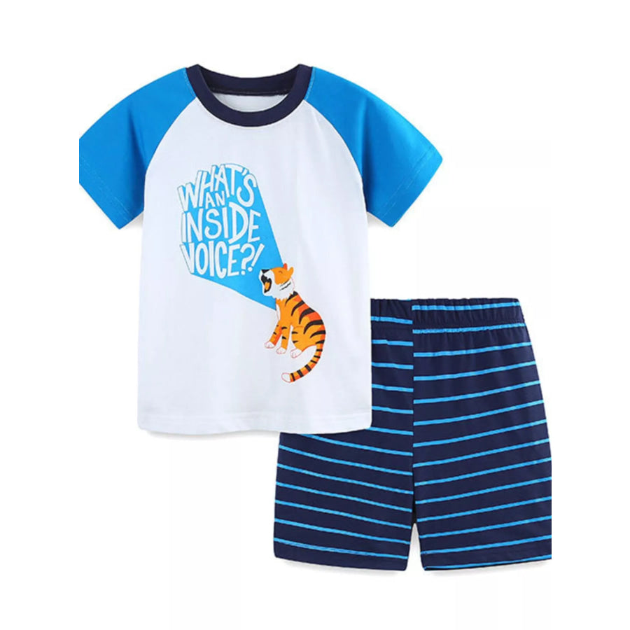 Children’s Tiger Graphic Top and Striped Shorts Set Apparel and Accessories