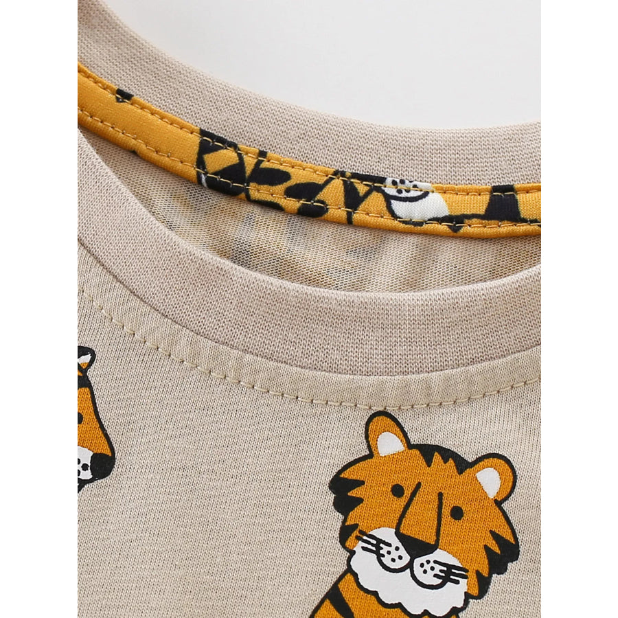 Children’s Tiger Print Crew Neck Short Sleeve T-Shirt Apparel and Accessories