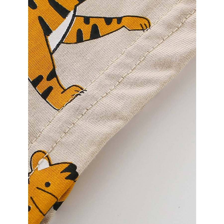 Children’s Tiger Print Crew Neck Short Sleeve T-Shirt Apparel and Accessories