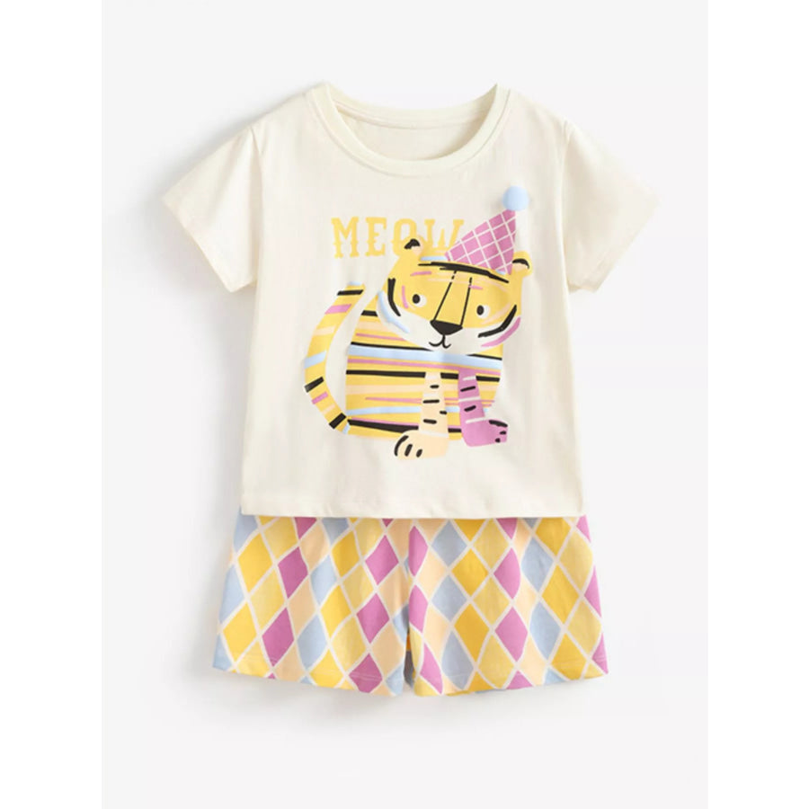 Children’s Tiger Round Neck Tee and Shorts Set Apparel and Accessories