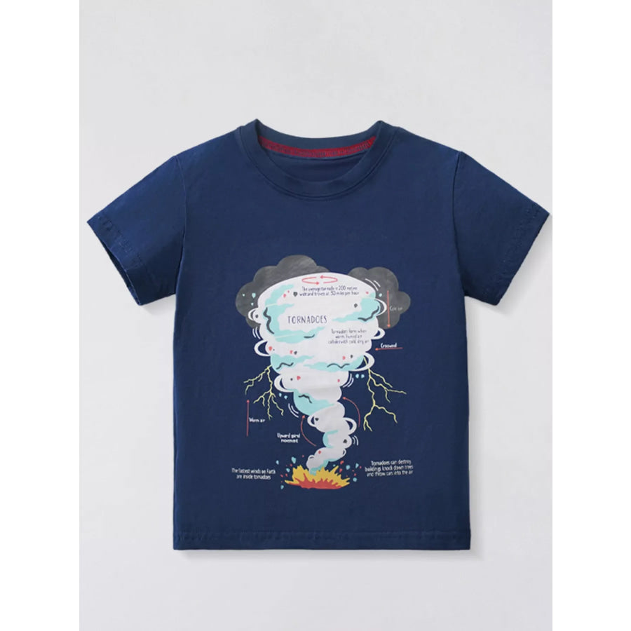 Children’s Tornado Graphic Short Sleeve T-Shirt Dark Navy / 2-3Y Apparel and Accessories