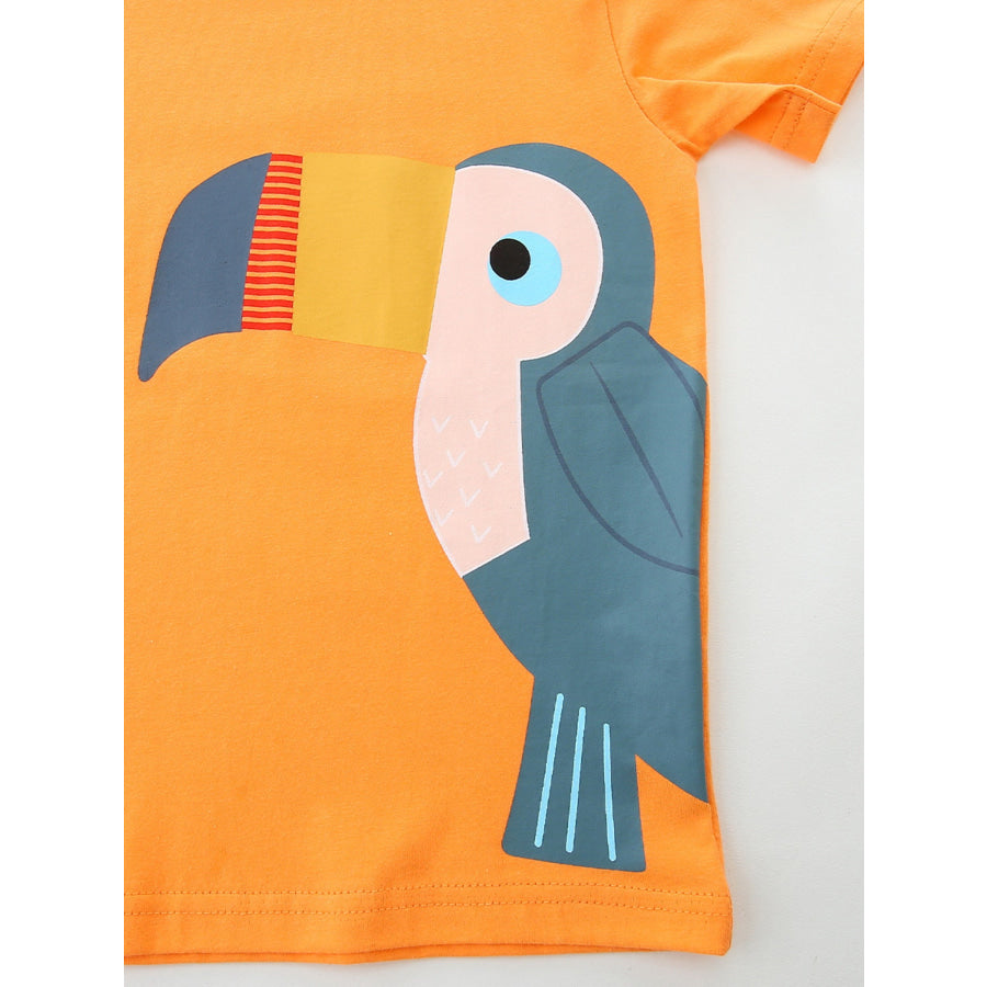 Children’s Toucan Graphic Round Neck Tee Apparel and Accessories