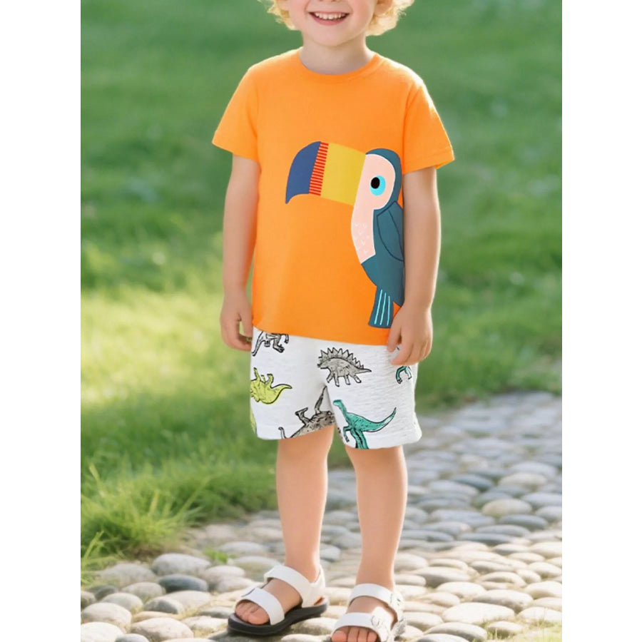 Children’s Toucan Graphic Round Neck Tee Sherbet / 2Y Apparel and Accessories