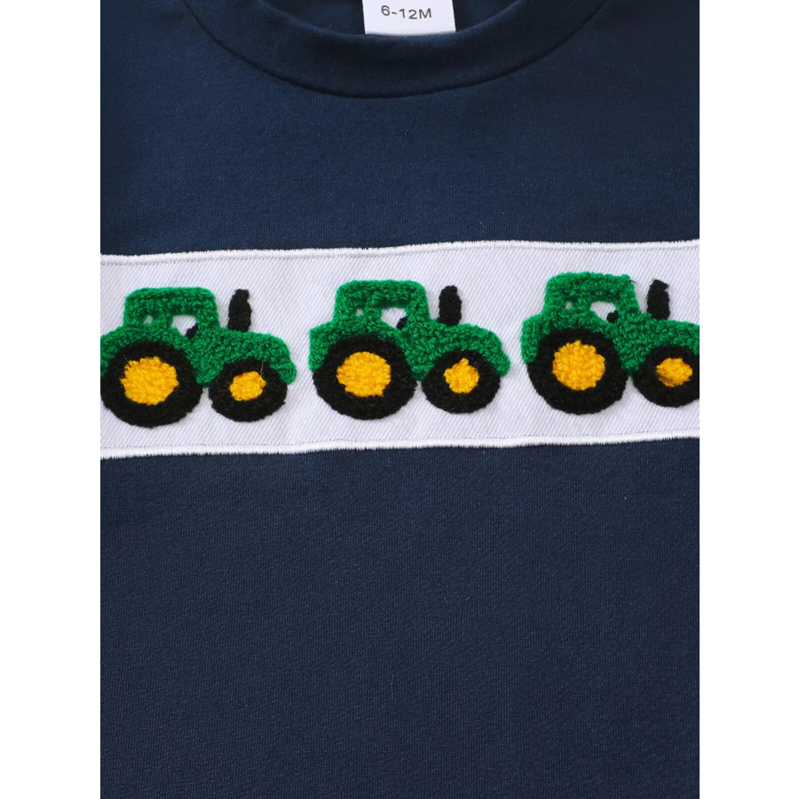 Children’s Tractor Applique T-Shirt and Gingham Shorts Set Apparel Accessories