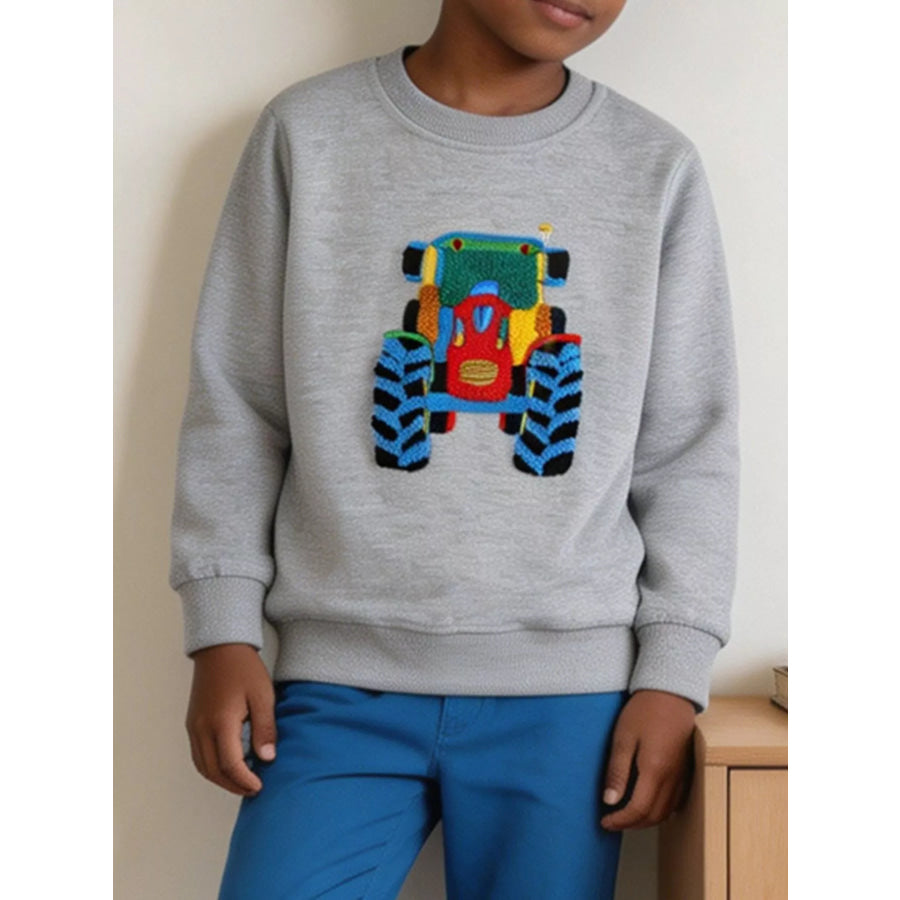 Children’s Tractor Crew Neck Sweatshirt Light Gray / 2Y Apparel and Accessories
