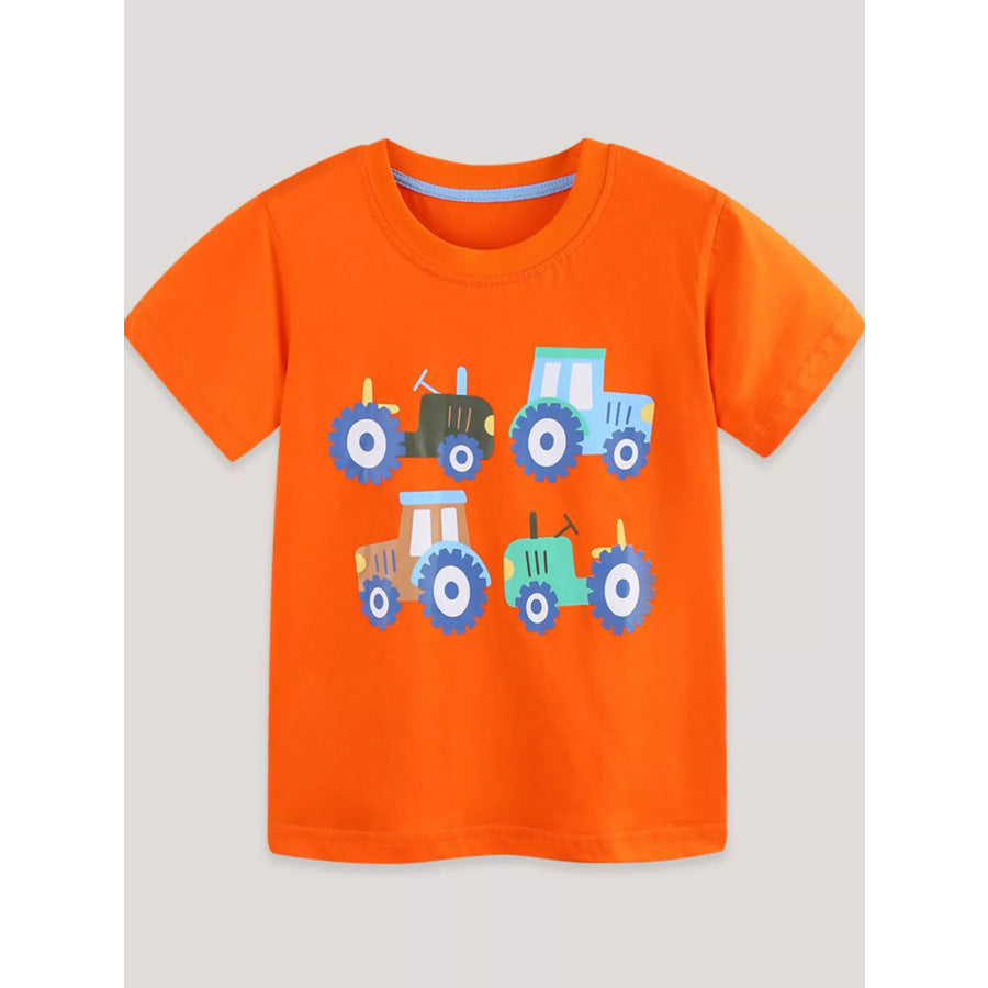 Children’s Tractor Print Casual T-Shirt Apparel and Accessories