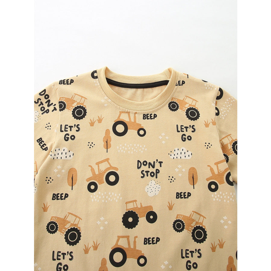 Children’s Tractor Print Crew Neck Short Sleeve T-Shirt Apparel and Accessories