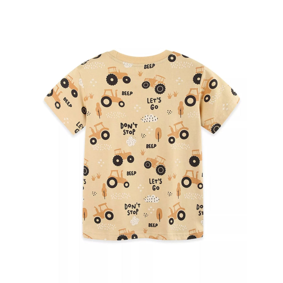 Children’s Tractor Print Crew Neck Short Sleeve T-Shirt Apparel and Accessories