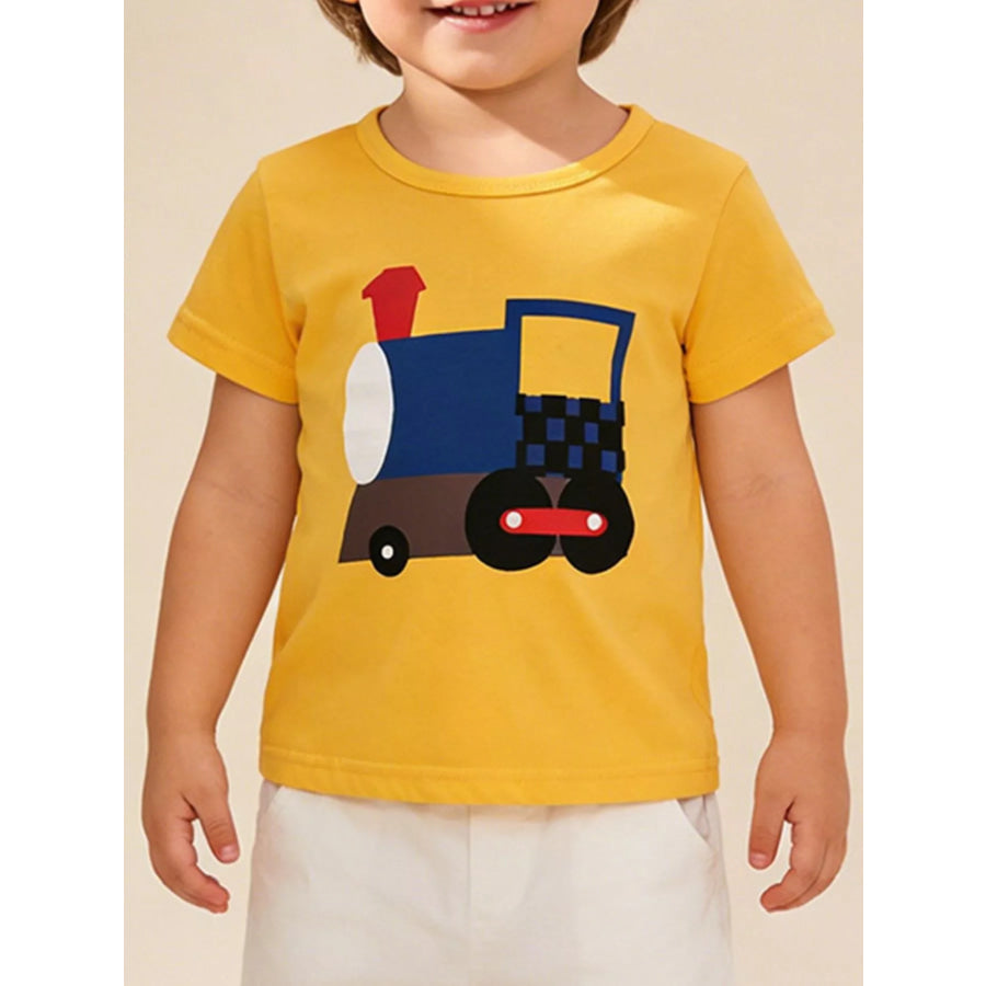 Children’s Train Graphic Short Sleeve T-Shirt Tan / 4T Apparel and Accessories