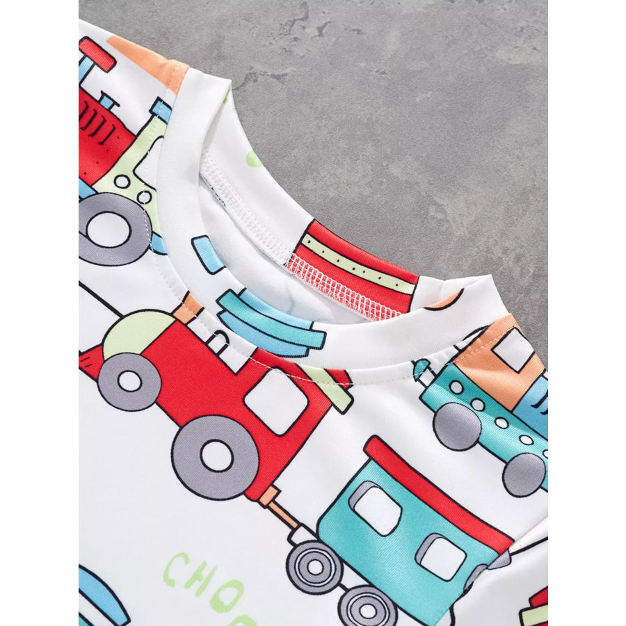 Children’s Train Print Short Sleeve T-Shirt Apparel and Accessories