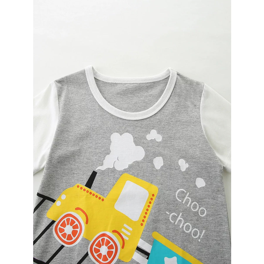 Children’s Train Print Short Sleeve Tee and Shorts Set Apparel and Accessories
