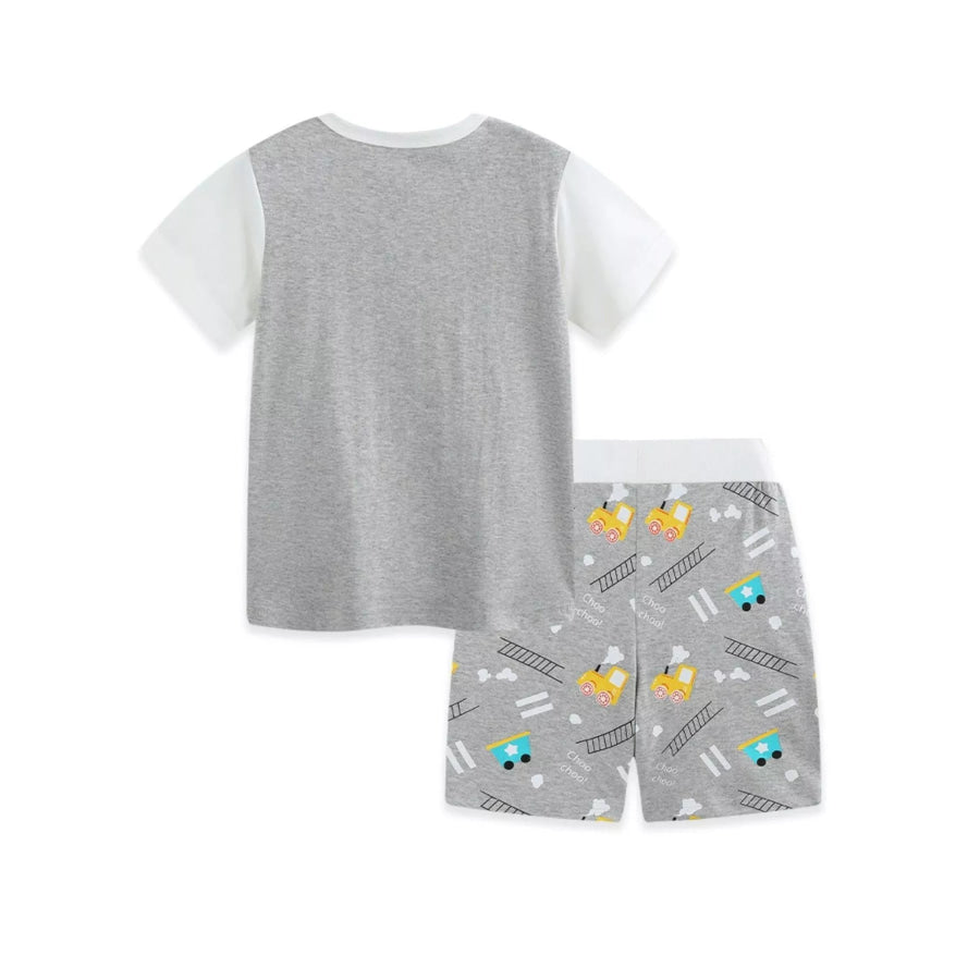 Children’s Train Print Short Sleeve Tee and Shorts Set Apparel and Accessories
