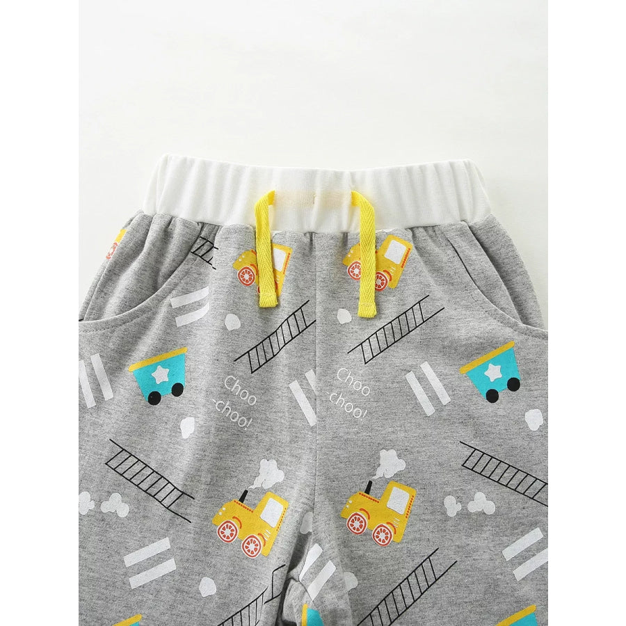 Children’s Train Print Short Sleeve Tee and Shorts Set Apparel and Accessories