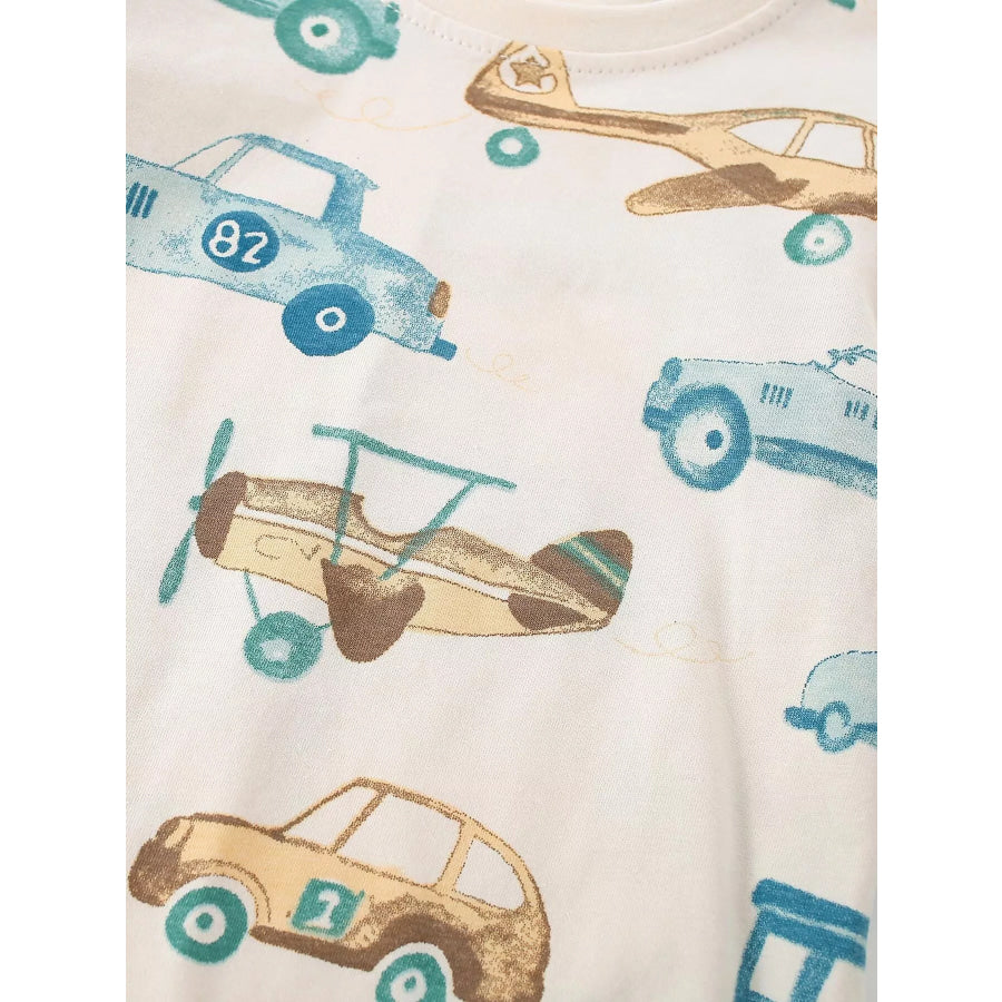 Children’s Transportation Print Long Sleeve Crew Neck T-Shirt Apparel and Accessories
