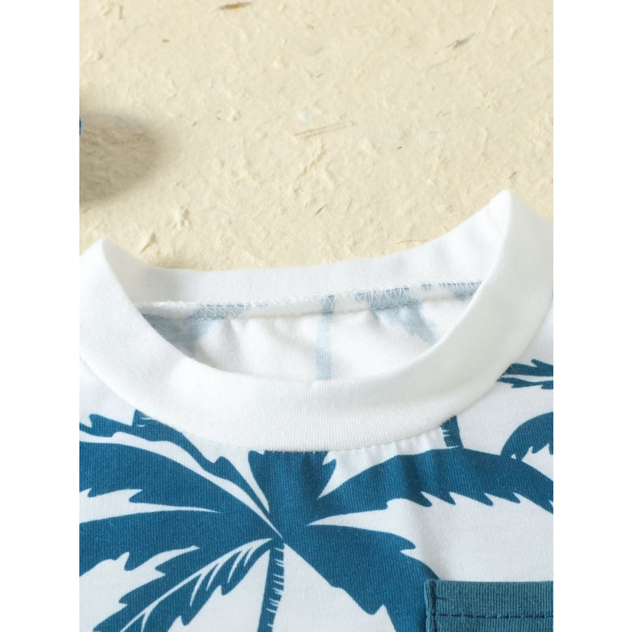 Children’s Tropical Banana Print Casual Tee and Shorts Set Apparel and Accessories