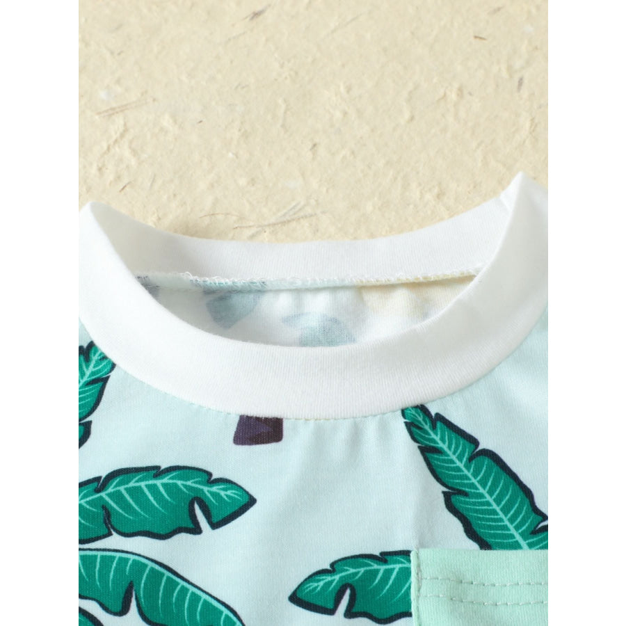Children’s Tropical Banana Print Casual Tee and Shorts Set Apparel and Accessories