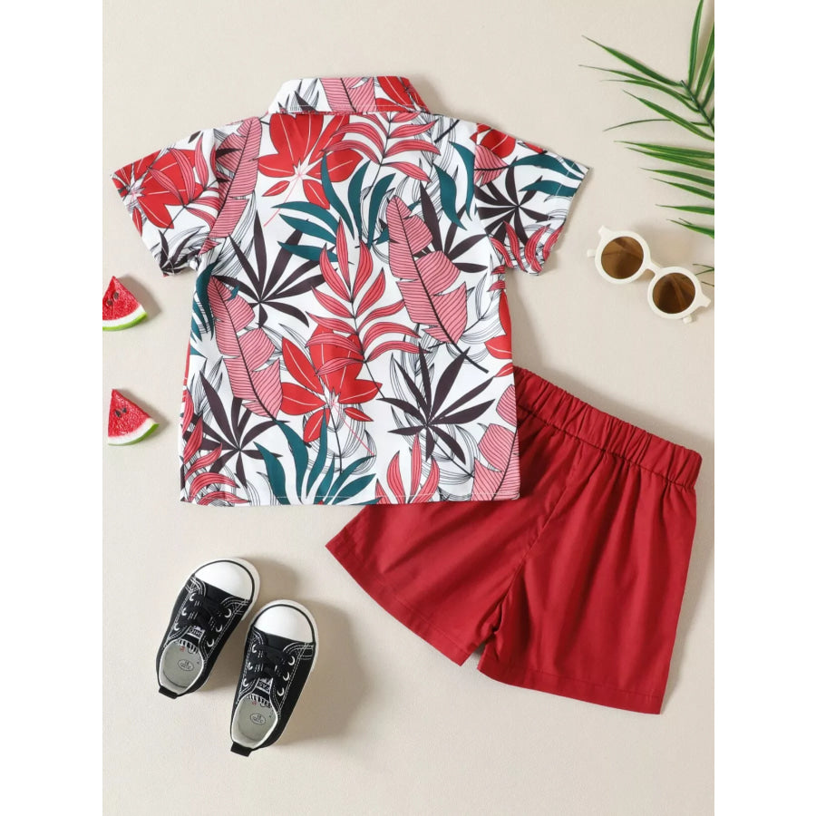 Children’s Tropical Leaf Print Shirt & Shorts Set Apparel and Accessories
