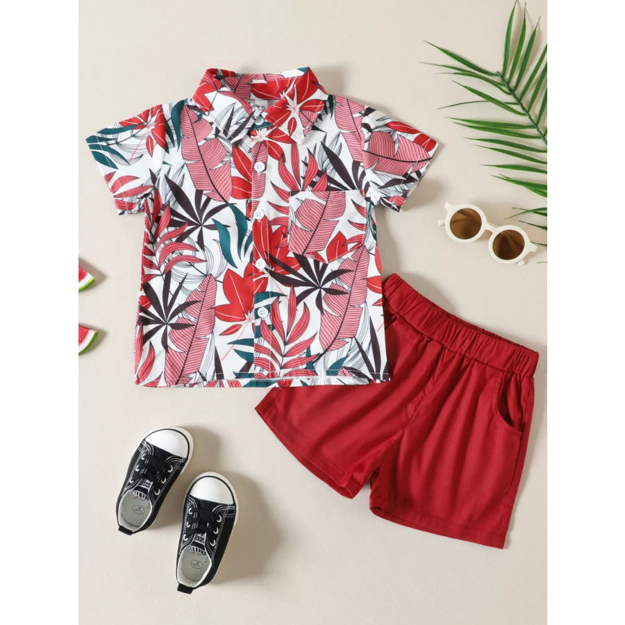 Children’s Tropical Leaf Print Shirt & Shorts Set Apparel and Accessories