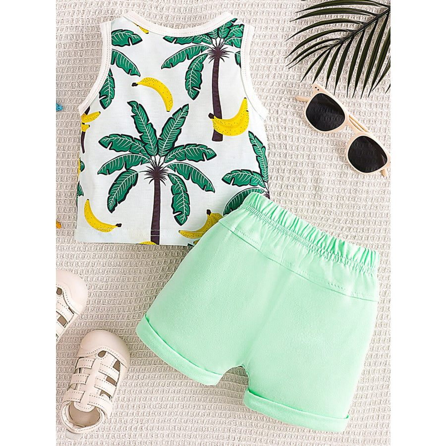 Children’s Tropical Palm Print Tank Top & Shorts Set Apparel and Accessories