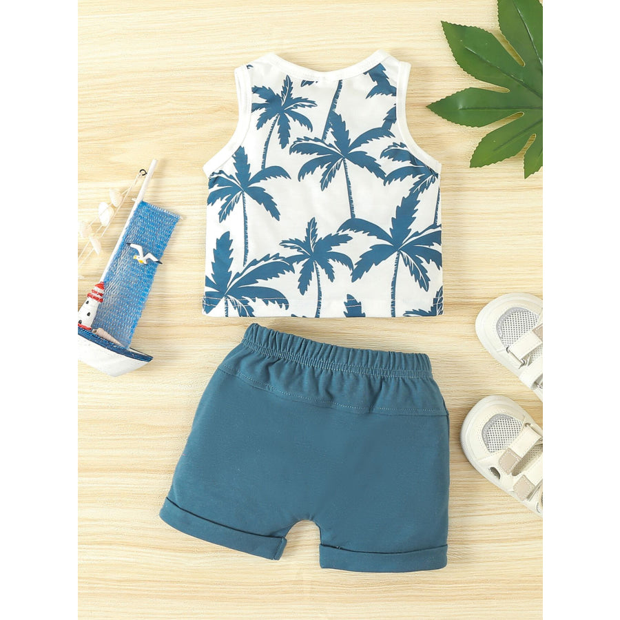 Children’s Tropical Palm Print Tank Top & Shorts Set Apparel and Accessories