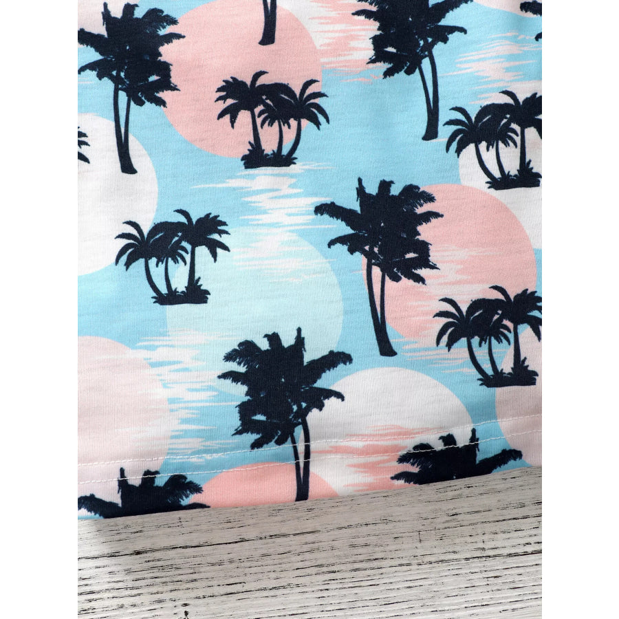 Children’s Tropical Palm Print Tee and Shorts Outfit Set Apparel and Accessories