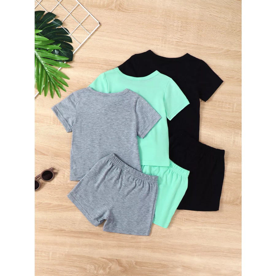 Children’s Tropical Palm Tree Casual Tee and Shorts 6-Piece Set Apparel and Accessories