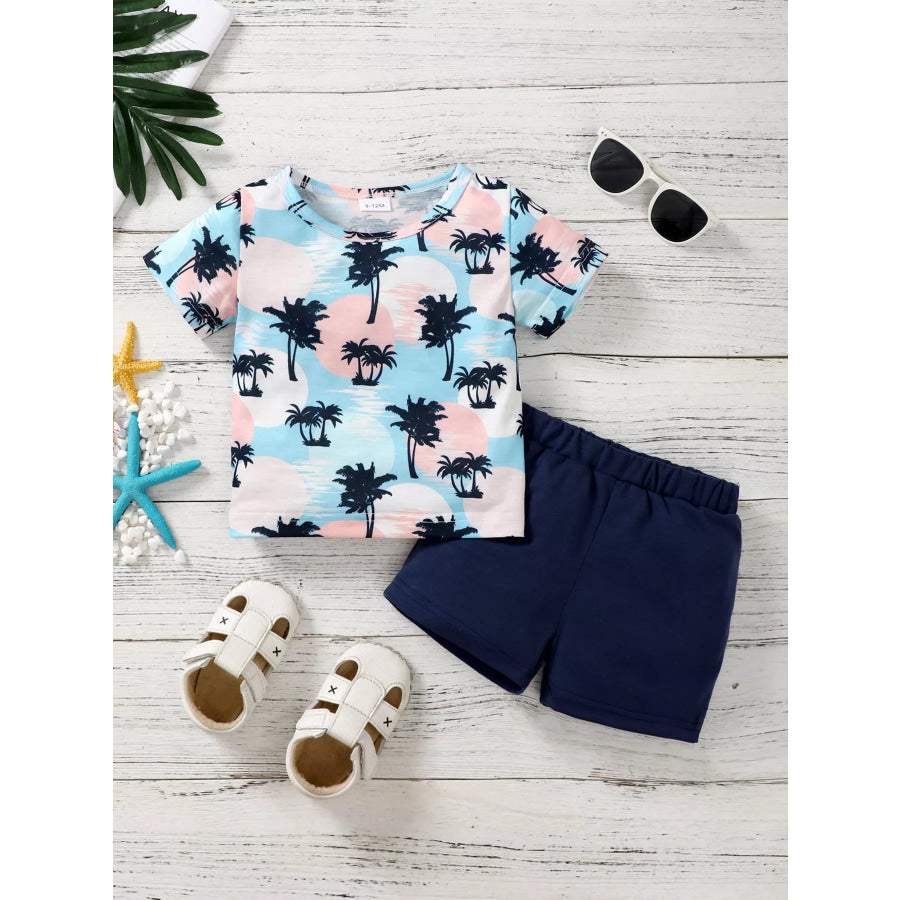Children’s Tropical Palm Tree Print Outfit Set Apparel and Accessories