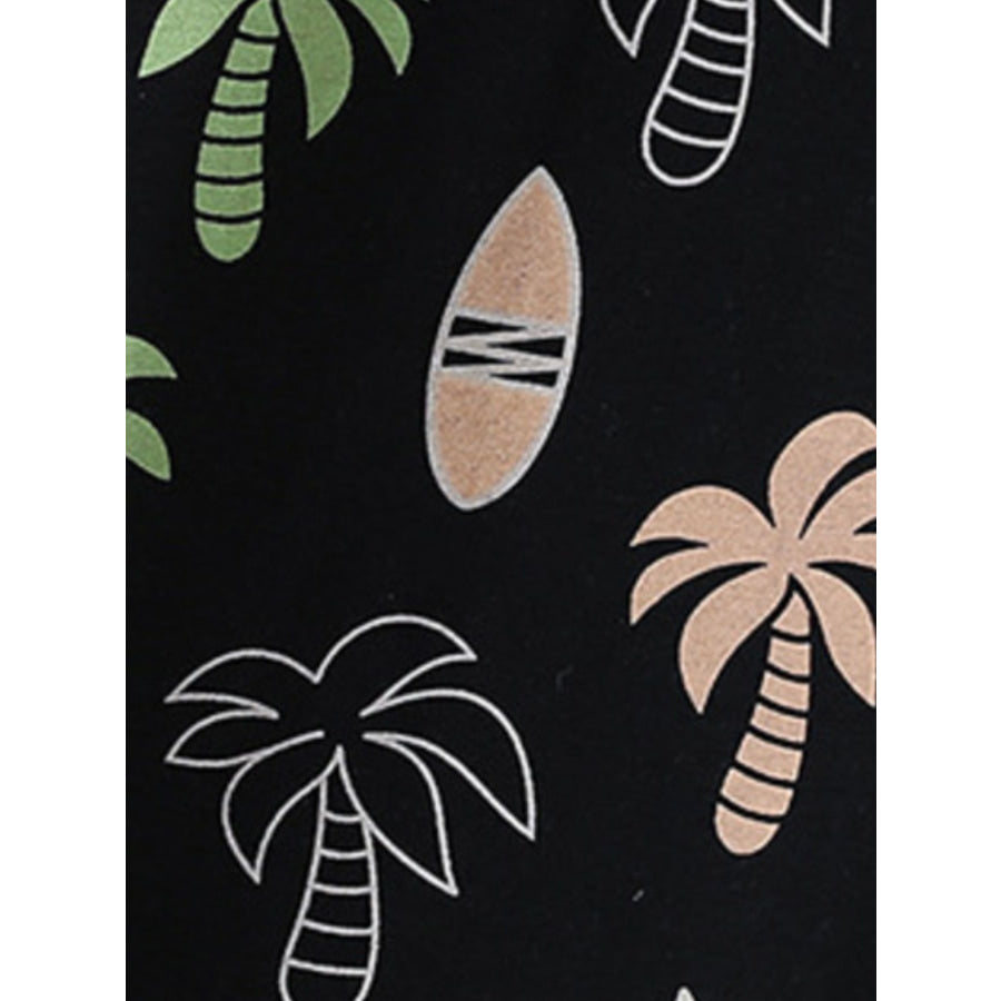Children’s Tropical Palm Tree Print Tee and Shorts Casual Set Apparel and Accessories