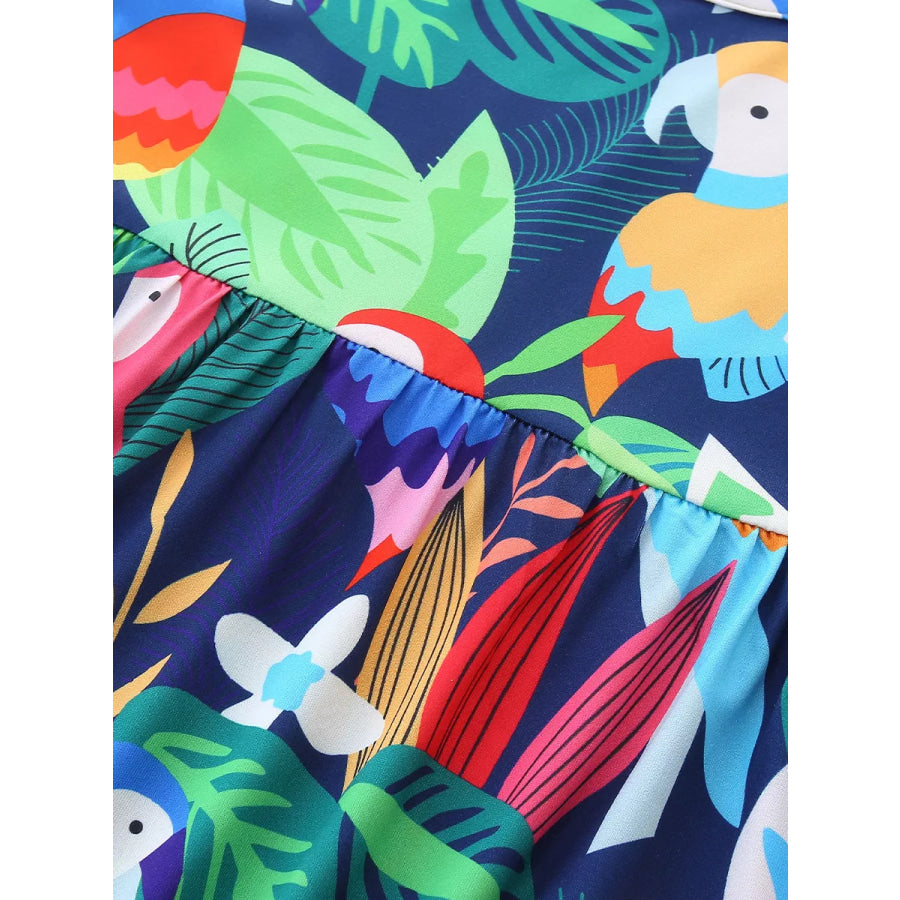 Children’s Tropical Parrot Print Sleeveless A-Line Dress Apparel and Accessories