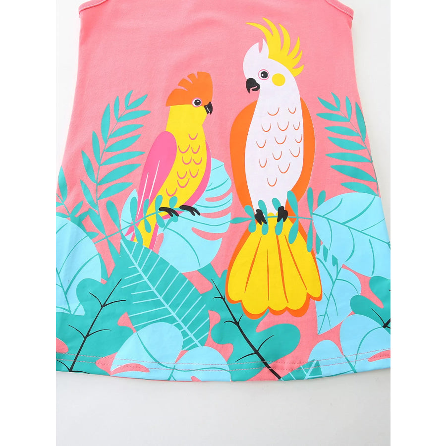 Children’s Tropical Parrot Print Sleeveless Dress Apparel and Accessories