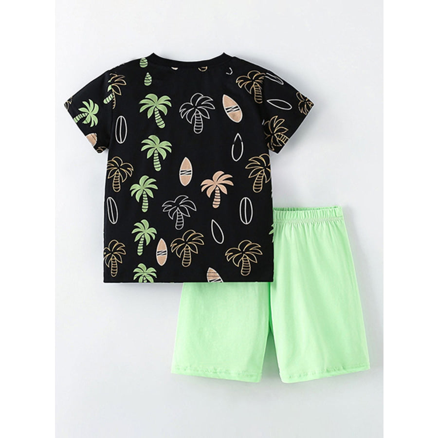 Children’s Tropical Print Casual Tee and Shorts Set Apparel and Accessories