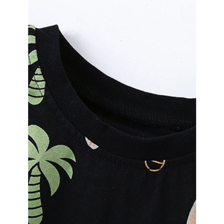 Children’s Tropical Print Casual Tee and Shorts Set Apparel and Accessories