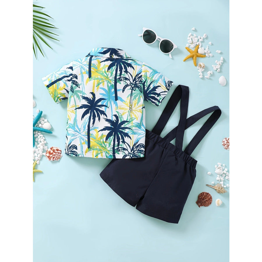 Children’s Tropical Print Shirt & Suspender Shorts Set Apparel and Accessories