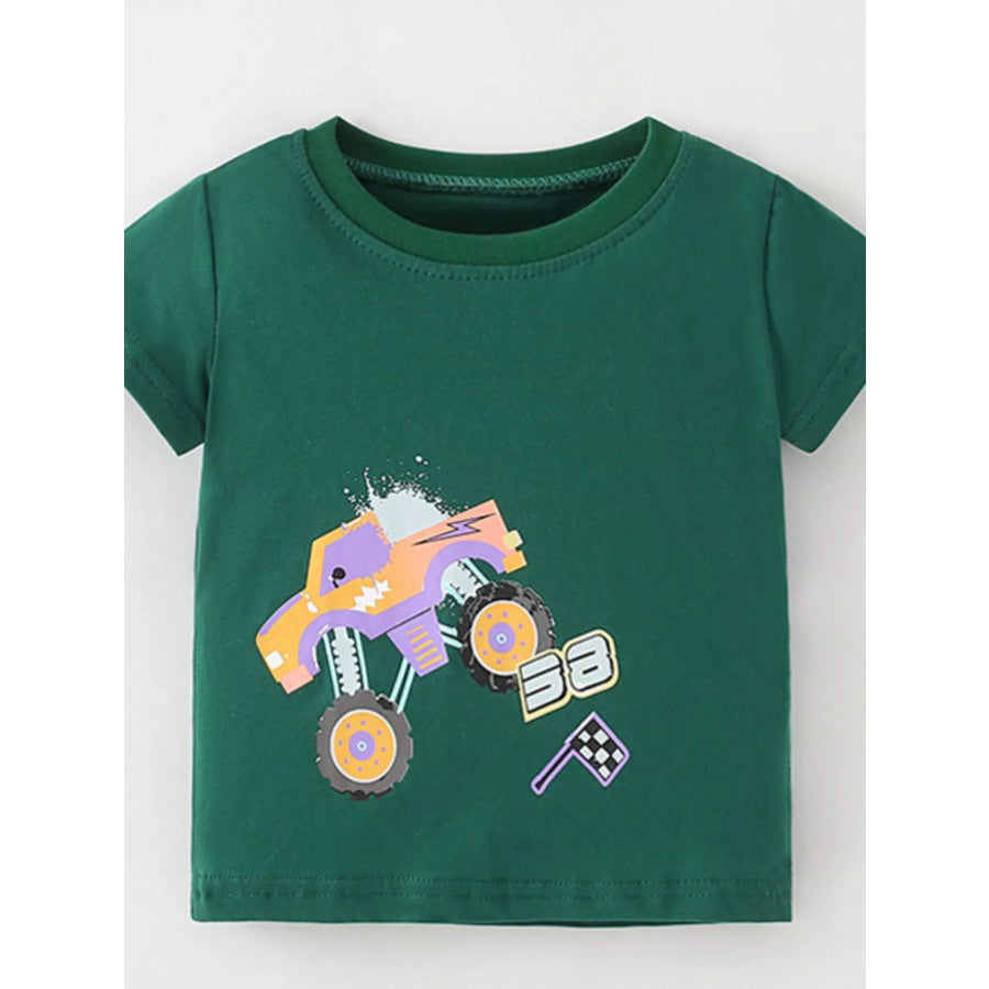 Children’s Truck Graphic Short Sleeve Tee Dark Green / 3Y Apparel and Accessories