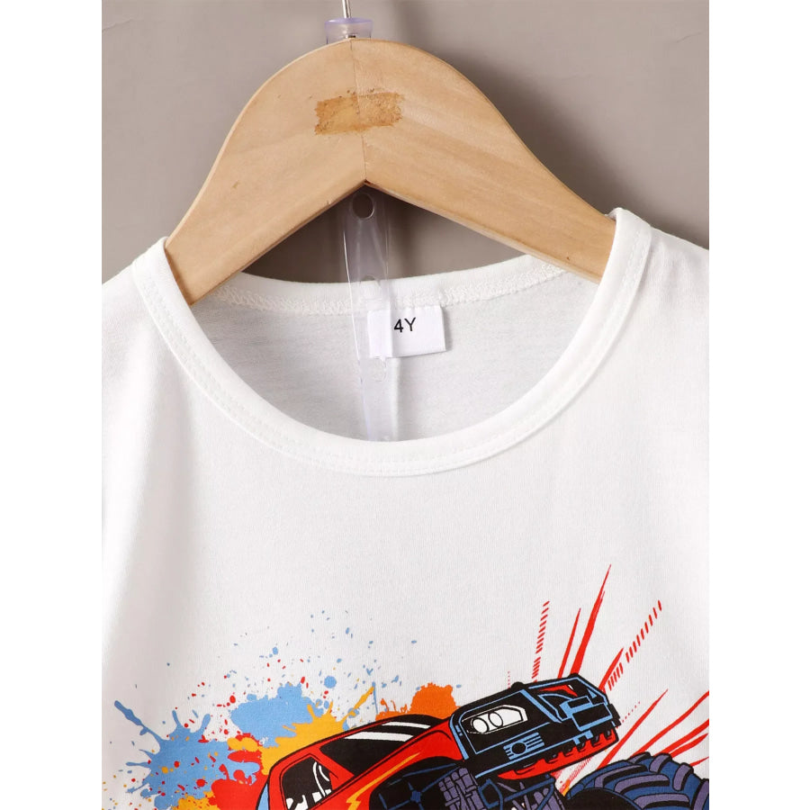 Children’s Truck Graphic Tee & Ripped Denim Shorts Set Apparel and Accessories