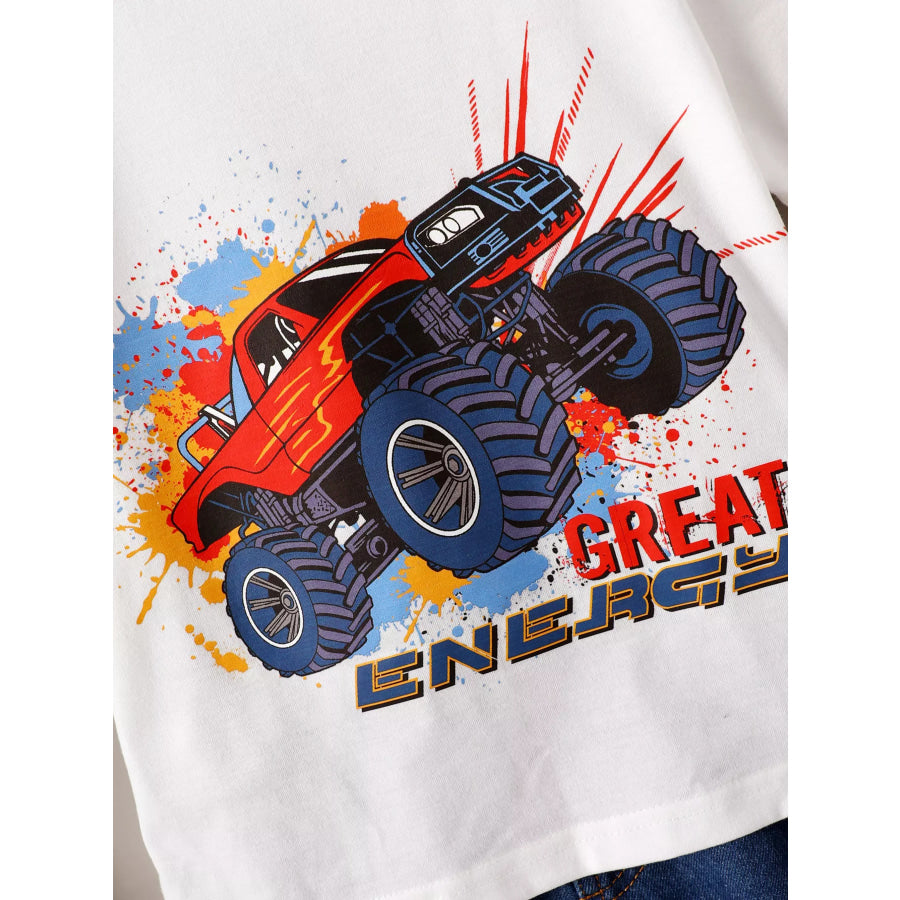 Children’s Truck Graphic Tee & Ripped Denim Shorts Set Apparel and Accessories