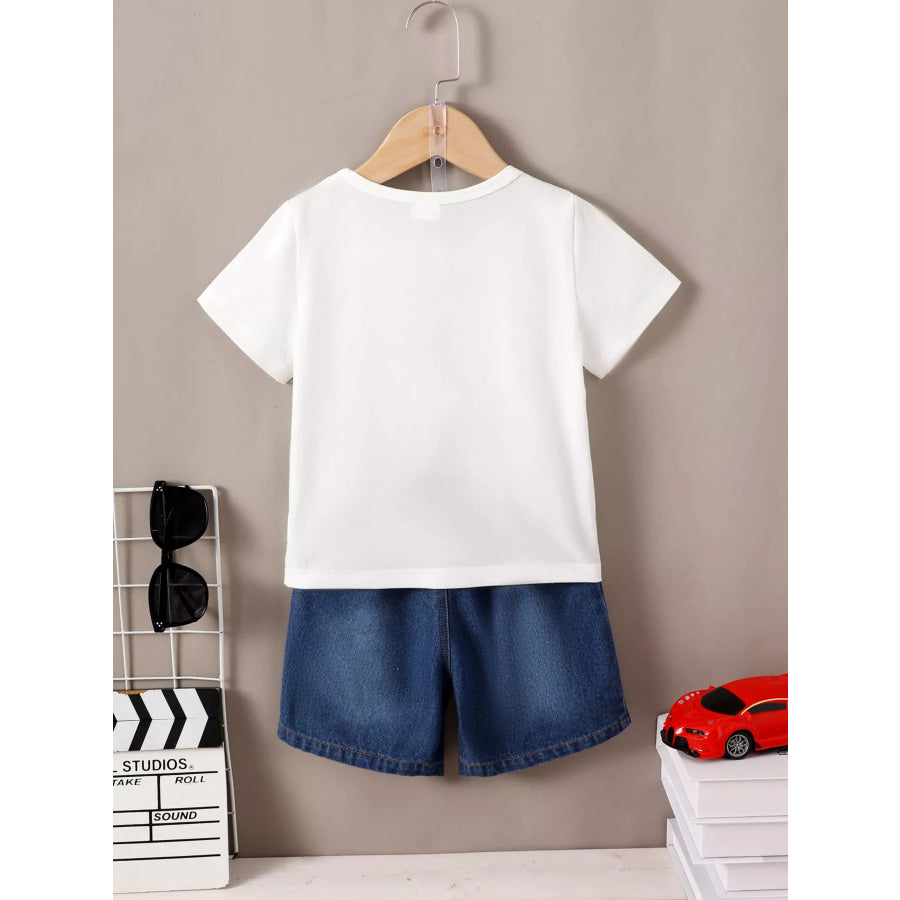 Children’s Truck Graphic Tee & Ripped Denim Shorts Set Apparel and Accessories