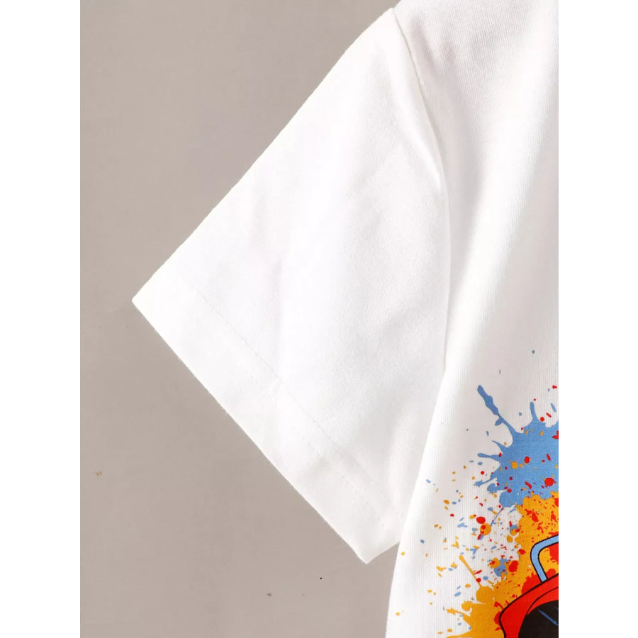 Children’s Truck Graphic Tee & Ripped Denim Shorts Set Apparel and Accessories