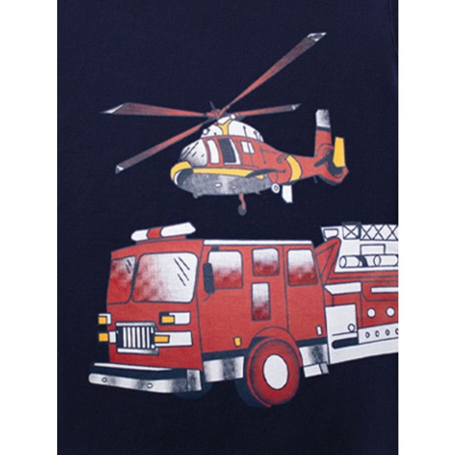 Children’s Truck & Helicopter Graphic Casual T-Shirt Apparel and Accessories