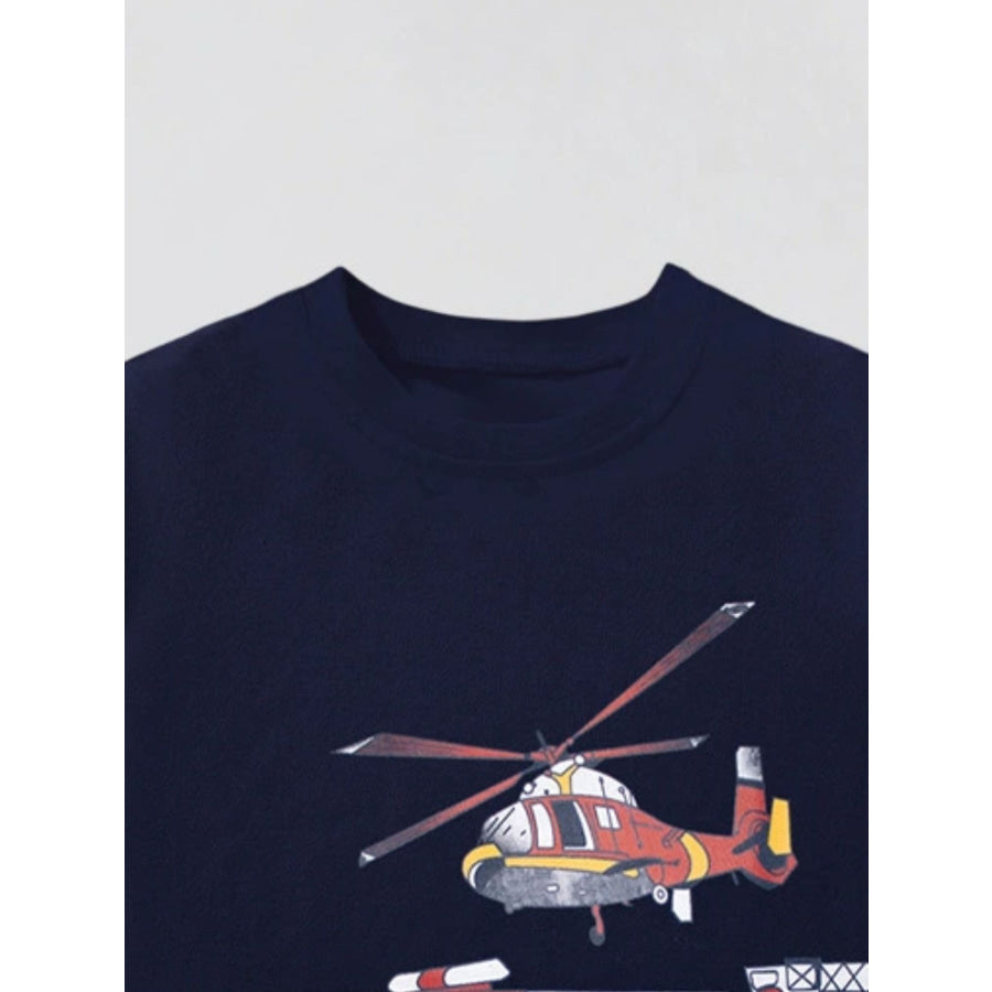 Children’s Truck & Helicopter Graphic Casual T-Shirt Apparel and Accessories