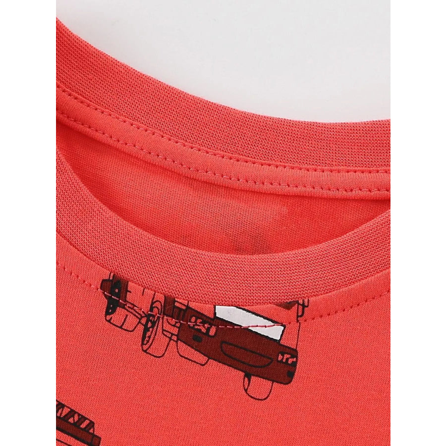 Children’s Truck Print Crew Neck Short Sleeve T-Shirt Apparel and Accessories