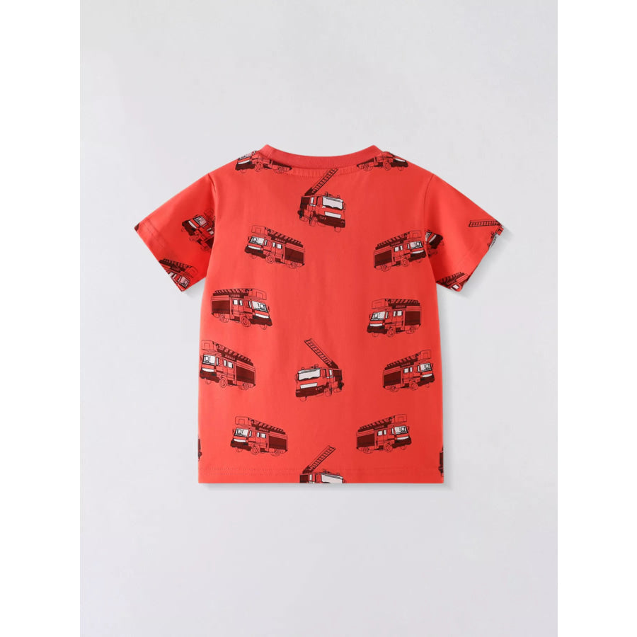 Children’s Truck Print Crew Neck Short Sleeve T-Shirt Apparel and Accessories