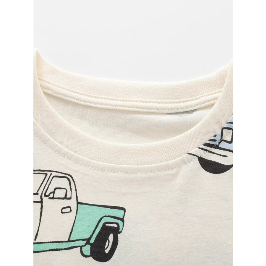 Children’s Truck Print Round Neck Tee and Shorts Set Apparel and Accessories