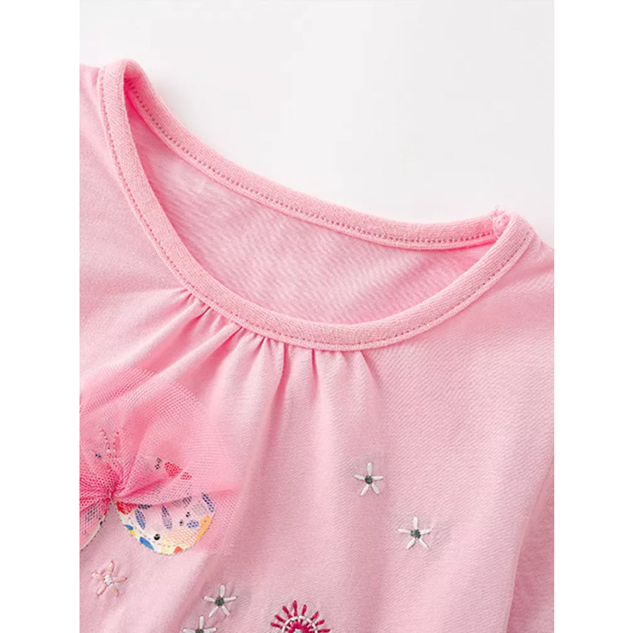 Children’s Tulle Bow & Floral Embroidered T-Shirt Apparel and Accessories