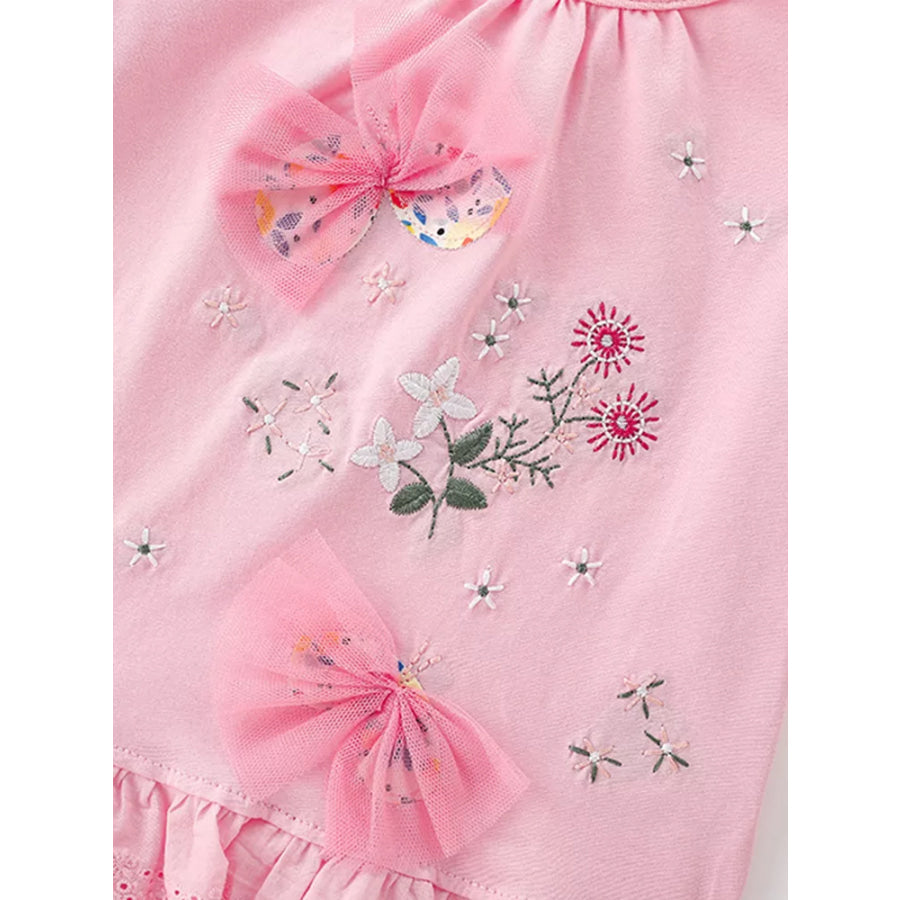 Children’s Tulle Bow & Floral Embroidered T-Shirt Apparel and Accessories