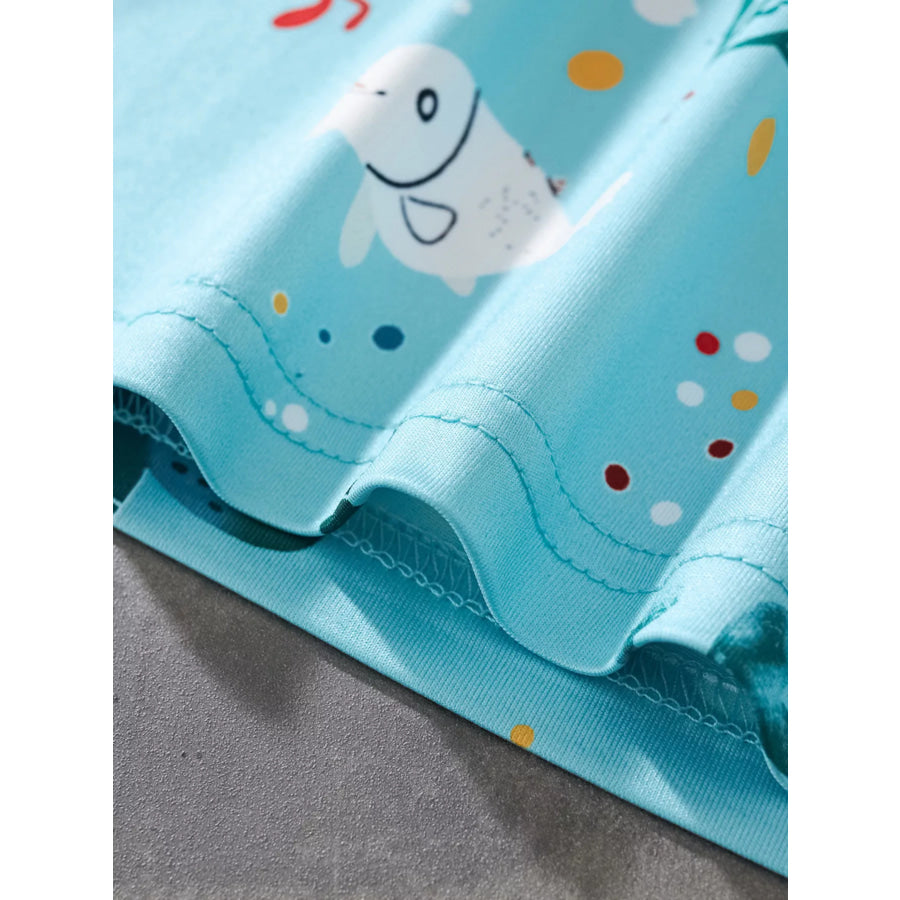 Children’s Turtle Print Round Neck Tee and Shorts Set Apparel and Accessories