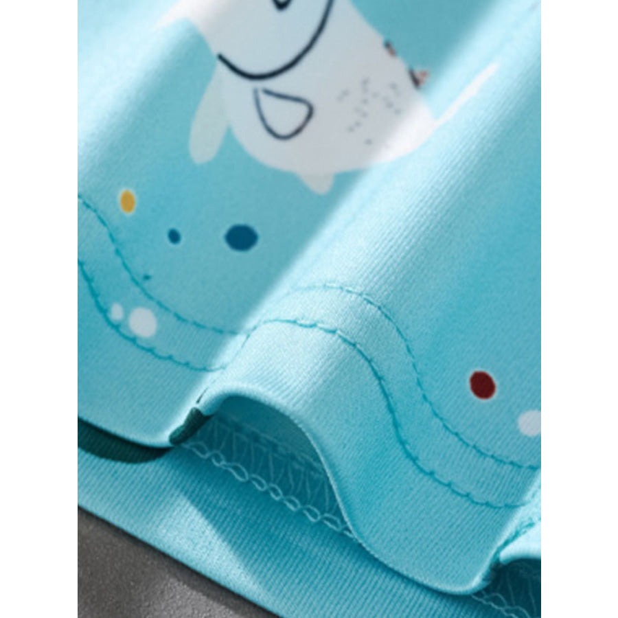 Children’s Turtle Print Round Neck Tee and Shorts Set Apparel and Accessories