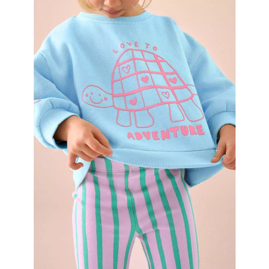 Children’s Turtle Round Neck Top and Pants Set Pastel Blue / 2Y Apparel and Accessories