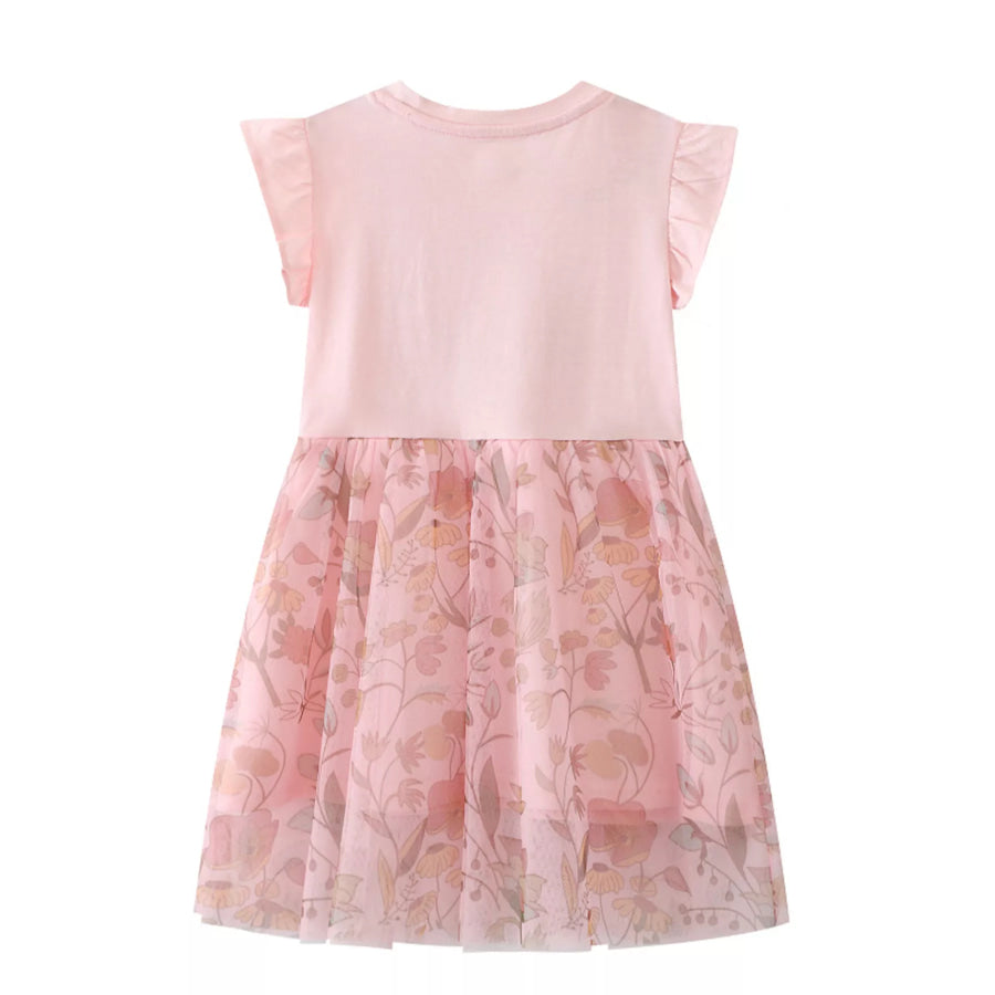Children’s Unicorn Applique Floral Mesh Dress Apparel and Accessories