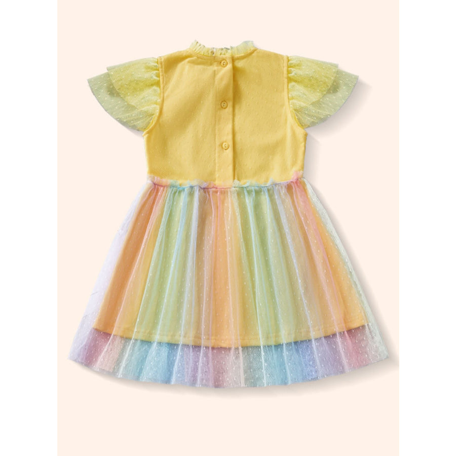 Children’s Unicorn Applique Rainbow Tulle Dress Apparel and Accessories